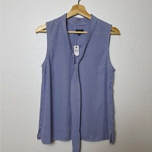 Talbots Navy Geometric Sleeveless Blouse